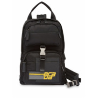 Prada logo patch saffiano backpack - Preto
