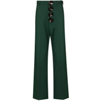 Pronounce buttoned wool trousers - Verde