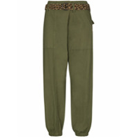 R13 Calça com cinto contrastante - Verde