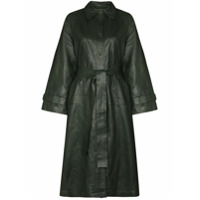 Remain Casaco Romy de couro com cinto - Verde