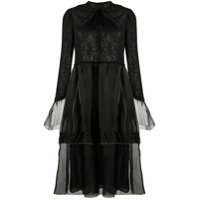 Renli Su Vestido midi com amarração - Preto