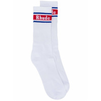 Rhude logo mid-calf length socks - Branco
