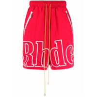 Rhude logo print shorts - Vermelho