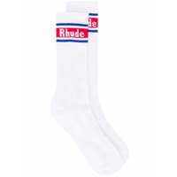 Rhude ribbed logo knit socks - Branco