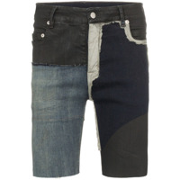 Rick Owens Shorts jeans com patchwork - Azul