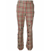 Rokh checked button trousers - Marrom