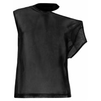 RtA Camiseta assimétrica com mesh - Preto