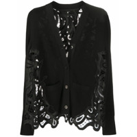 Sacai Cardigan com bordado paisley - Preto