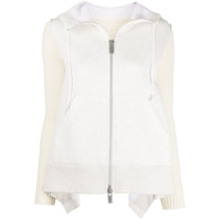 Sacai Cardigan com zíper e capuz - Branco