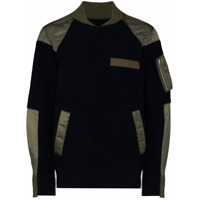 Sacai Suéter de lã com recorte - Verde