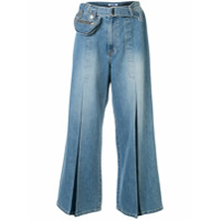 SJYP Calça jeans com bolso e cinto - Azul