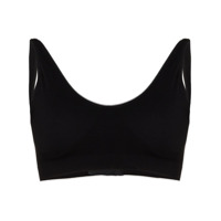 Skin Top esportivo com gola em U - Preto