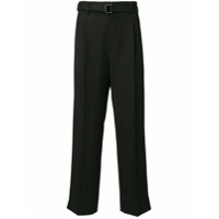 SOLID HOMME Calça reta com cinto - Preto