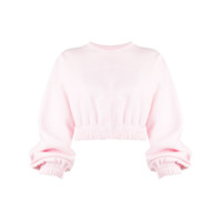 Styland Moletom cropped com decote careca - Rosa