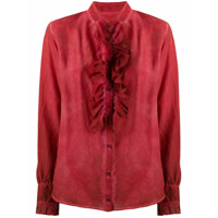 Uma Wang Blusa de seda com babados - Vermelho