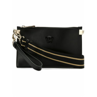 Versace Bolsa de couro com logo - Preto