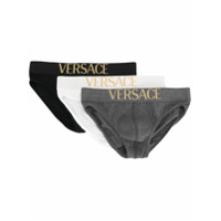 Versace Kit 3 cuecas com logo - Preto