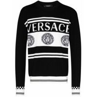 Versace Suéter de tricô com logo - Preto