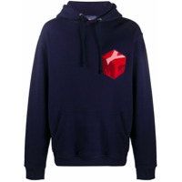 YMC long sleeve logo print hoodie - Azul