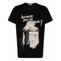 Yohji Yamamoto slogan print T-shirt - Preto