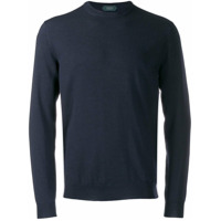 Zanone Suéter decote careca de tricô - Azul