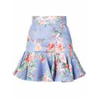 Zimmermann floral ruffle mini skirt - Azul
