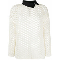 3.1 Phillip Lim open-knit contrasting collar jumper - Branco