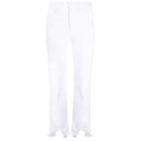 3x1 Calça jeans cropped com desfiado nas barra - Branco