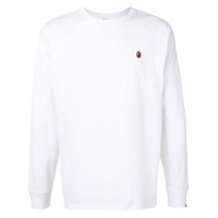 A BATHING APE® Camiseta mangas longas com patch de logo - Branco