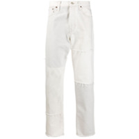 Acne Studios Calça jeans reta Recrafted com patchwork - Cinza