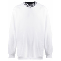 Acne Studios Camiseta gola alta ampla com aplicação de rosto - Branco
