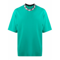 Acne Studios Camiseta gola alta ampla com aplicação de rosto - Verde
