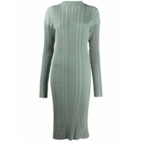 Acne Studios Vestido midi canelado com mangas longas - Verde