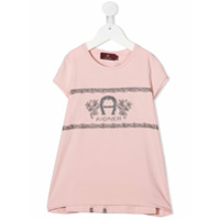 Aigner Kids Camiseta com brilho e estampa de logo - Rosa