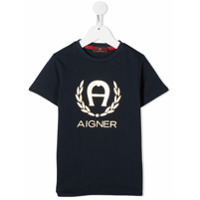 Aigner Kids Camiseta de algodão com estampa de logo - Azul