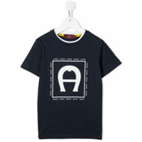 Aigner Kids Camiseta de algodão com estampa monogramada - Azul