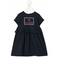 Aigner Kids Vestido com estampa de logo - Azul