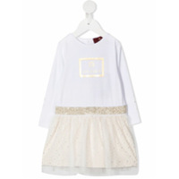 Aigner Kids Vestido com logo e tule - Branco