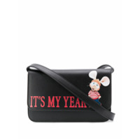 Alberta Ferretti Bolsa transversal com estampa de slogan - Preto