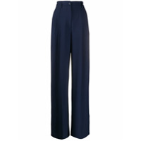 Alberta Ferretti Calça pantalona cintura alta com pregas - Azul