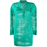 Alberta Ferretti Camisa polo mangas longas de tricô com renda - Verde