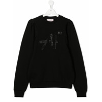 Alberta Ferretti Kids Camiseta com aplicação de pedraria - Preto