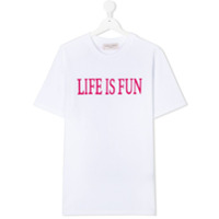 Alberta Ferretti Kids Camiseta com estampa de slogan - Branco