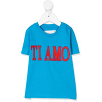 Alberta Ferretti Kids Camiseta com slogan bordado - Azul