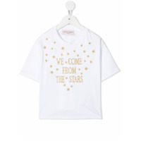 Alberta Ferretti Kids Camiseta com slogan de brilho - Branco