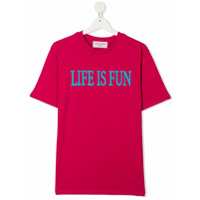 Alberta Ferretti Kids Camiseta com slogan Life Is Fun - Rosa