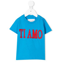 Alberta Ferretti Kids Camiseta decote careca com bordado Ti Amo - Azul