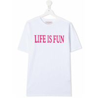 Alberta Ferretti Kids Camiseta mangas curtas com estampa de slogan - Branco