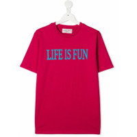 Alberta Ferretti Kids Camiseta mangas curtas com estampa de slogan - Rosa