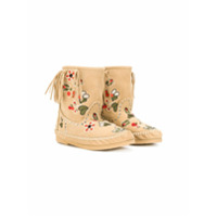 Alberta Ferretti Kids floral embroidered fringe boots - Neutro
